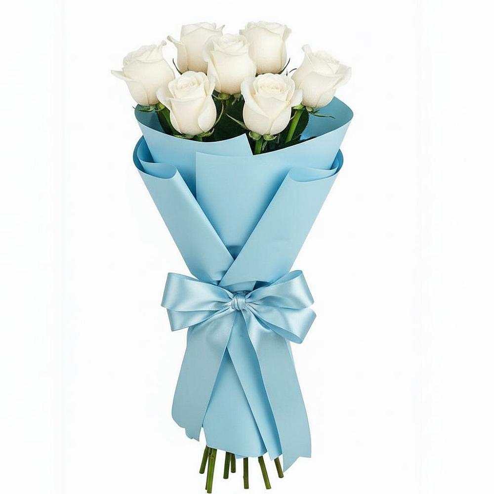 Букет 7 белых роз Проуд в Куркино