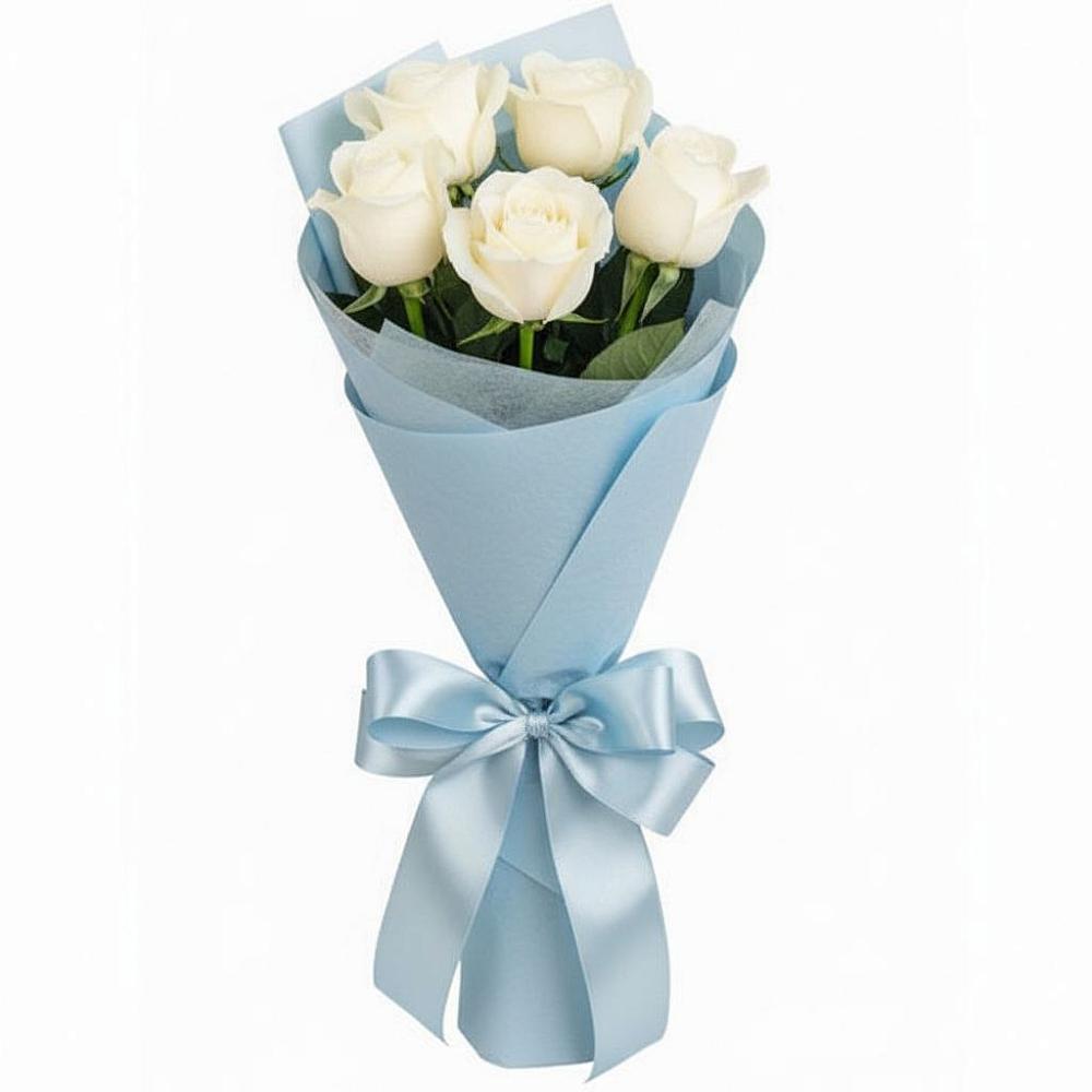Букет 5 Белых роз Проуд в Куркино