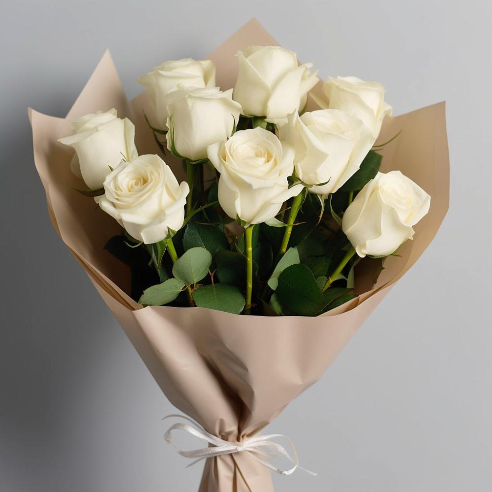 Букет 9 Белых роз Эдлесс Лав в Куркино