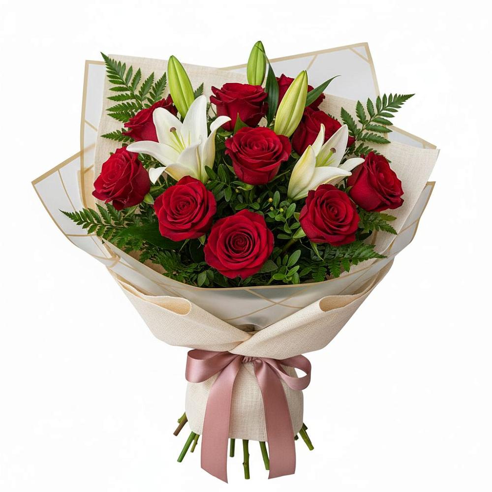 Букет цветов из: Лилии и Розы в Куркино