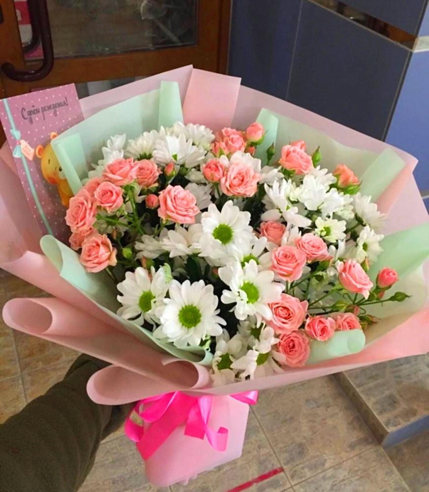 Букет цветов из: Розы и Хризантемы в Куркино