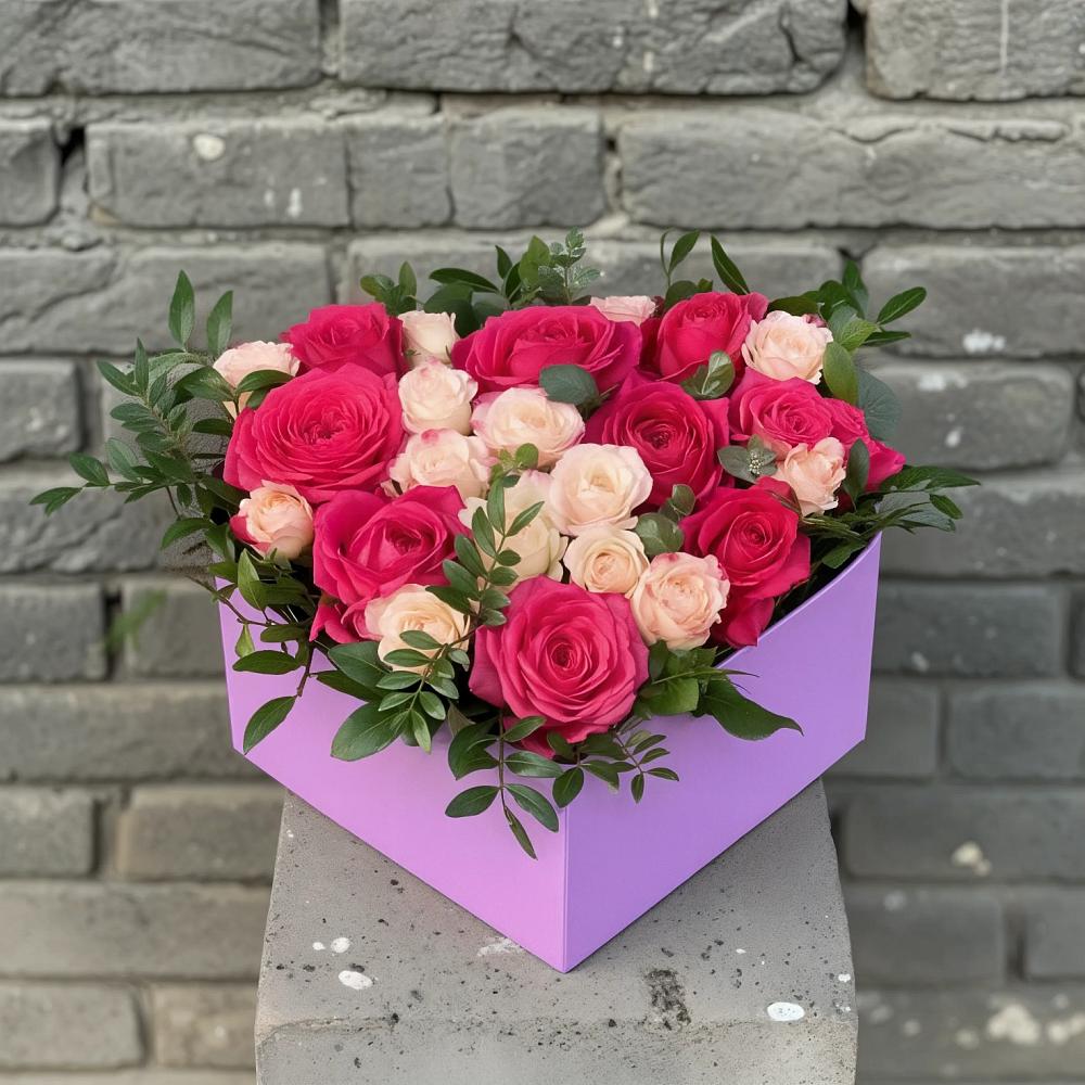 Цветочная композиция из Розы в коробке в Куркино