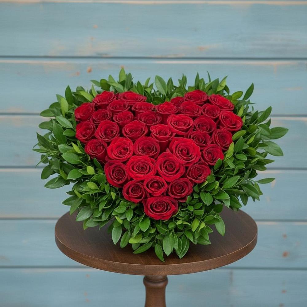 Цветочная композиция из Розы в виде сердца в Куркино