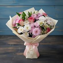 Букет цветов из:  Хризантемы, Альстромерии и Розы #REPLACE_PRED# Куркино