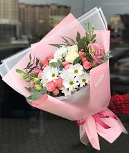 Букет цветов из:  Розы, Лизиантусы и Хризантемы в Куркино