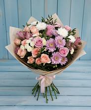 Букет цветов из:  Хризантемы, Розы и Альстромерии в Куркино