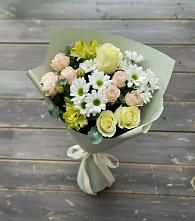 Букет цветов из:  Альстромерии, Розы и Хризантемы в Куркино