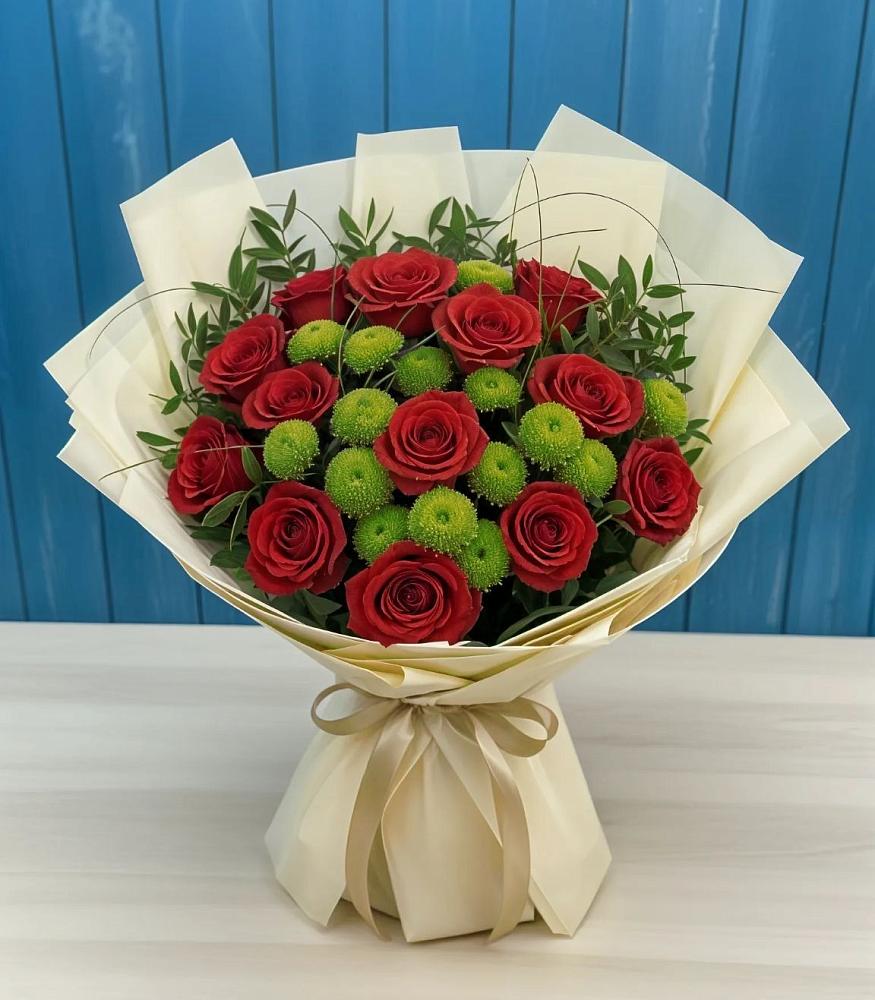 Букет цветов из: Розы и Хризантемы в Куркино